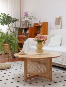 Tavolino da Caffè Rotondo per Piccoli Soggiorni in <span class=keywords><strong>Legno</strong></span> di Pino Naturale Senza Vernice Grado E1 Arredamento di Alta Qualità - Product Image 5