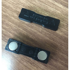 <b>Magnetic</b> Badge Holder Plastic Red Oval With Silver <b>Bar</b> For Work Badges And Name Tags - Product Image 5