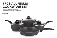 Ensemble de casseroles en aluminium antiadhésif, style tendance, résistant au four, avec poignée amovible et couvercle en verre et silicone