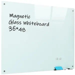 4mm Frameless Magnetic Glass Whiteboard Wall Mounted Glass Dry Erase White Board with Markers Magnets