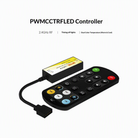 Contrôleur LED PWM à double température de couleur 2 canaux 2.4G RF avec télécommande, variateur de fréquence élevée et minuterie pour éclairages de scène et accessoires d'éclairage