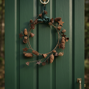 Rustic Handmade <b>Pinecone</b> Wreath Round Natural Wood Christmas Decorative Flowers Unlit Single-piece Package - Product Image 6