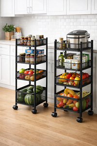 Étagère de rangement rotative en métal à 5 niveaux de haute qualité pour légumes et fruits, avec assemblage facile, OEM/ODM EDPRMS000 - Product Image 3