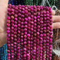 Vente flash - Perles rondes en œil de tigre colorées, violet/rouge/vert/bleu, 6/8/10 mm, perles rondes pour expressions créatives, pour la création de bijoux