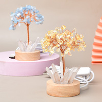 Arbre en fil de cristal fait main avec fil de cuivre et éclats de pierres roulées pour la décoration de table basse et les cadeaux d'affaires