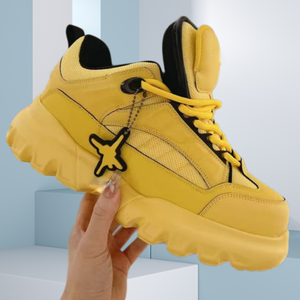 Chaussures de sport montantes pour hommes en cuir véritable respirant de haute qualité, style printemps, design unique, semelle épaisse, décontractées - Product Image 1