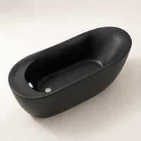 Baignoire autoportante moderne de luxe en acrylique noir, style hôtel, pour salle de bain