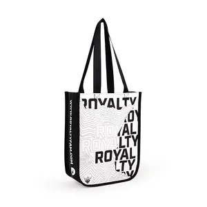 Toptan kullanımlık Tote alışveriş çantası yuvarlak köşe kullanışlı taşıma Lulu limon Tote katlanabilir lamine olmayan dokuma çanta ile özel Logo