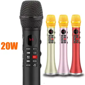 TF FM verici ile L-699 20W profesyonel kablosuz Bluetooth Karaoke mikrofon hoparlör TWS kaydedici kulaklık AUX DSP