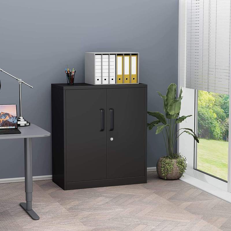 Modern Black Lockable Steel Storage Cabinet