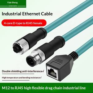 Câble d'extension Gigabit M12 4 cœurs de type D vers <span class=keywords><strong>RJ45</strong></span> femelle, câble de connecteur réseau industriel blindé M12 - Product Image 2