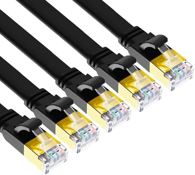 26AWG High Speed CAT8 Flat Ethernet Cable 40Gbps 2000MHz SFTP Network Cable with RJ45 plug