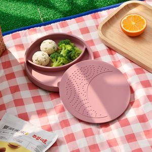 Assiette à ventouse en silicone pour bébé avec couvercle, qualité alimentaire, sans BPA, vaisselle pour tout-petits et enfants, passe au lave-vaisselle - Product Image 1