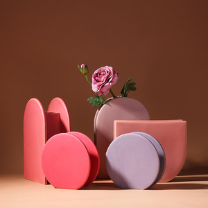 Jarrón de Cerámica Nórdico Geométrico Color Morandi, Diseño Moderno <span class=keywords><strong>Minimalista</strong></span>, Decoración Creativa para el <span class=keywords><strong>Hogar</strong></span> - Product Image 1