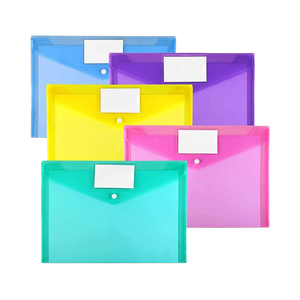 Carpetas de archivos de plástico reutilizables de tamaño <span class=keywords><strong>A4</strong></span> con cierre a presión Sobres de polietileno transparente para material PP escolar y de oficina - Product Image 4