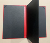 Couverture plate pour menu de restaurant rouge 8,5x14 en cuir PU double panneau - Lot de 20 modèle livre Yimi-3P 8514 Yimi