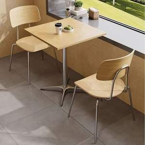 Juego de mesa y sillas cuadradas de estilo madera con estructura metálica para restaurante - Product Image 1