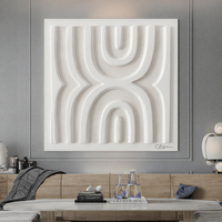 Art mural en sculpture blanche texturée 3D - Peinture décorative tridimensionnelle minimaliste pour salon moderne