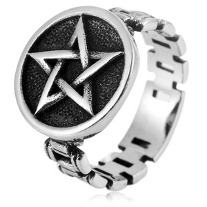 yunnique Men's <b>Titanium</b> Steel <b>Ring</b> Star Pattern Silver Geometric Design Fashion Jewelry Gift - Product Image 1