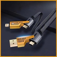 4-in-1 PD Schnellladung 27W/65W Flachkabel Typ-C zu Typ-C für Mobiltelefone 1m C-C