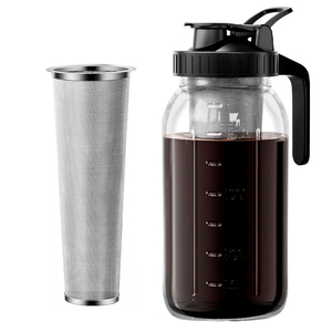 Cafetera de boca ancha de 64 oz, jarra de tarro Mason con filtro de acero inoxidable para café helado y té, limonada - Product Image 1