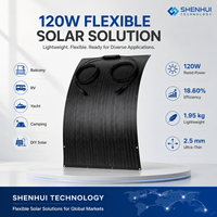 Panneau solaire flexible léger 120W, 1,95 kg, monocristallin ETFE, pour camping-car, bateau et toit courbé