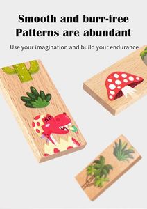Juego Montessori para Niños, Bloques de Construcción de Madera de Haya, 26 Piezas de Juguetes Educativos de Madera, Dominós de Dinosaurios, Rompecabezas de Animales - Product Image 4