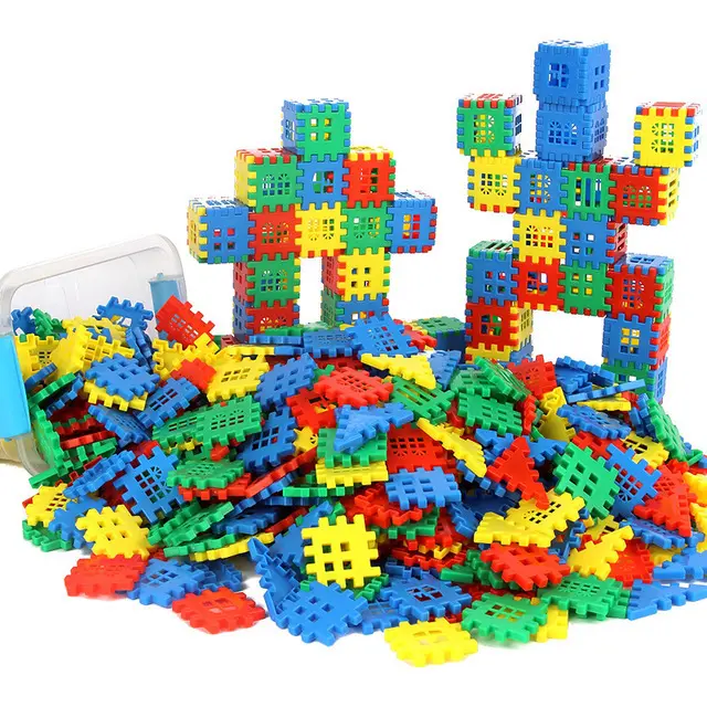 Mainan anak blok teka-teki plastik persegi partikel besar mainan rumah rakitan taman bayi mainan anak
