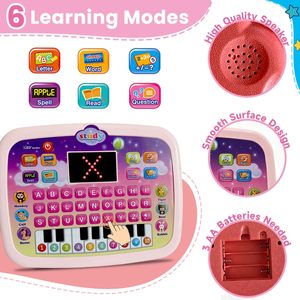Tablette éducative pour enfants EPT avec écran LED, alphabet, mots, <span class=keywords><strong>orthographe</strong></span>, nombres, mathématiques, musique, piano et quiz interactif - Product Image 2