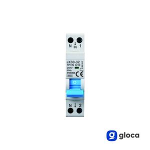 Gloca เบรกเกอร์ JX30 1P + N C10 10A 240V 50Hz DIN MOUNT EN60898 6000A - Product Image 4