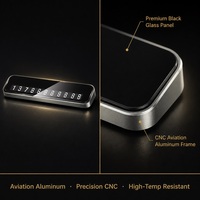 YUEHANGTC Support de téléphone pour tableau de bord de voiture en alliage d'aluminium aéronautique et verre trempé, avec porte-numéro de stationnement