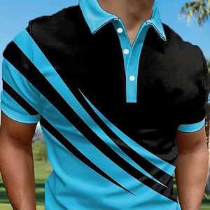 पुरुषों के लिए नई शैलियों और आकार पुरुषों के पोलो शर्ट पुरुषों के लिए दो रंग स्ट्रिप्ड पोलो टी शर्ट - Product Image 1
