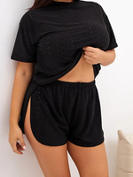 Pyjama d'été décontracté pour femme grande taille, ensemble short et chemise de nuit élastique à la taille, populaire et abordable, tailles XL-4XL