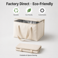 Sac isotherme de pique-nique non tissé, doublure en feuille d'aluminium, sac fourre-tout réutilisable, conservation au froid, logo personnalisé, vente en gros, 56-76L, résistant à l'eau