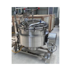 Olla industrial de acero inoxidable con camisa de calentamiento a gas, vapor o eléctrico, para mezcla y cocción, con función basculante y camisa de cocción fija - Product Image 1