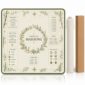 Aesthetic Cream Olive Botanical American Mahjong Mat Non-Slip Waterproof Table Cover with Rules Guide for Card Games - Product Image 2