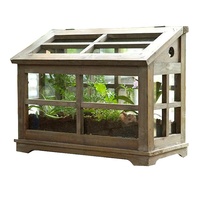 Serre miniature en verre artisanale de style campagnard vintage en bois FSC Luckywind