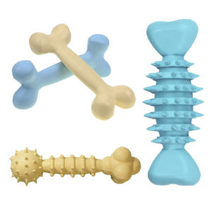 499 MOQ colores personalizables juguetes masticables para mascotas Rosa verde gris mascota masticar hueso juguete goma perro juguete puntiagudo dientes limpiador hueso - Product Image 2