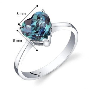 Anillo Solitario de Alejandrita Natural de Corte Corazón de 2.25 Quilates en Oro Blanco de 14K, Joyería Moderna en Plata 925 - Product Image 2