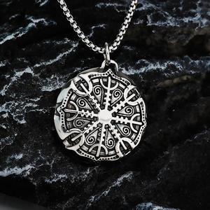Nordic Vintage Men's Stainless Steel Compass Rune Pendant Necklace Gift For Clothing Matching - Product Image 4