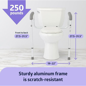 Barre d'appui pour toilettes Huahu avec accoudoirs pour la sécurité dans la salle de bain et l'aide à la position debout - Product Image 3