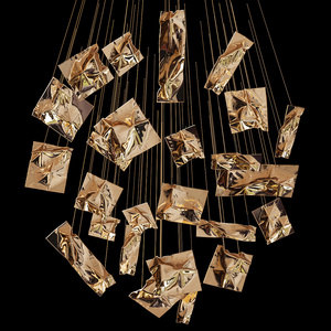 Lustre LED suspendu AMJ, design à paillettes de verre carrées, température de couleur multiple, tension universelle, durée de vie de <span class=keywords><strong>50</strong></span> 000 heures, hôtel, hall, villa - Product Image 2
