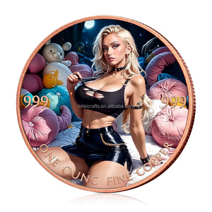 Pièce de monnaie ronde en cuivre pur 999 de 1 OZ, motif 'Metal Craft Beautiful Women Naughty', avec impression couleur, pièce massive, en stock - Product Image 2