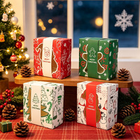 Boîte à bonbons de Noël transfrontalière carrée en carton blanc avec fenêtre en PVC, boîte à biscuits, boîte à pâtisserie, boîte cadeau