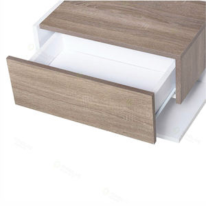 Table de chevet murale suspendue flottante en bois de pin et noyer blanc <span class=keywords><strong>avec</strong></span> tiroirs meubles de chambre à coucher à côté de la table pour chambre à coucher - Product Image 5