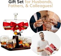 WEIBU 51-100ml Carafe unique en forme de voiles de bateau avec verres à shot gravés, aérateur à vin en verre/bois, pour bar à domicile moderne, fêtes, mariages, cadeau