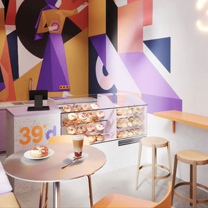 เคาน์เตอร์กาแฟเบเกอรี่สั่งทำสุดหรู |   เฟอร์นิเจอร์ร้านกาแฟบาร์สมัยใหม่ |   ไฟ LED แสดงผลบนไม้สแตนเลสกันน้ำ ทนทาน | - Product Image 1