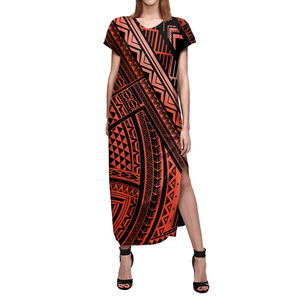 Presa di fabbrica 1 MOQ moda femminile Maxi abito marrone rossiccio modello tribale stampa donne personalità vestito accogliente antirughe - Product Image 1