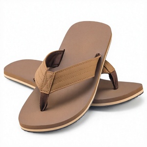 Men's Leather Look Flip Flop Sandals Platform Rubber Soled Anti Slip <b>Soft</b> Comfort Beach Slides - Product Image 2