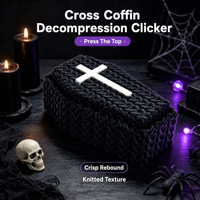 Jouet Anti-Stress Clicker Fidget Imprimé en 3D Forme de Croix et Cercueil Gothique Décoration de Bureau Cadeau Halloween